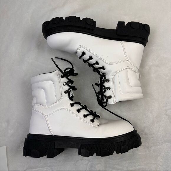 Yoki white combat boots size 10 - Picture 3 of 10